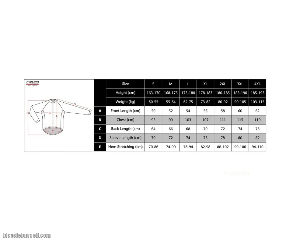 CYCLE2U PREMIER QUALITY MAN'S LONG SLEEVE CYCLING JERSEY