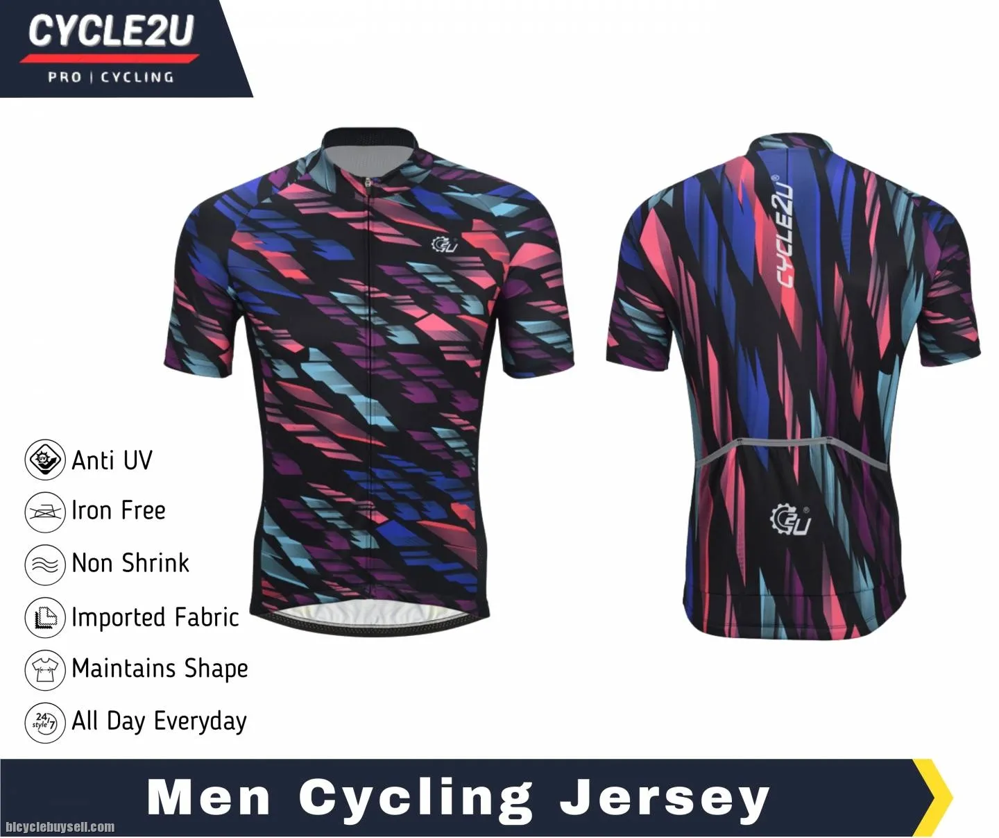 CYCLE2U Man's Shorts Sleeve Cycling Jersey