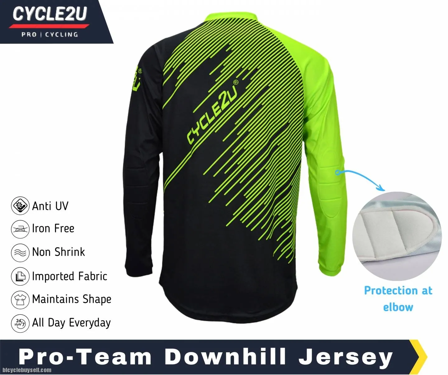 Best deal Cycle2u MTB long sleeves Jersey with elbow protective gear