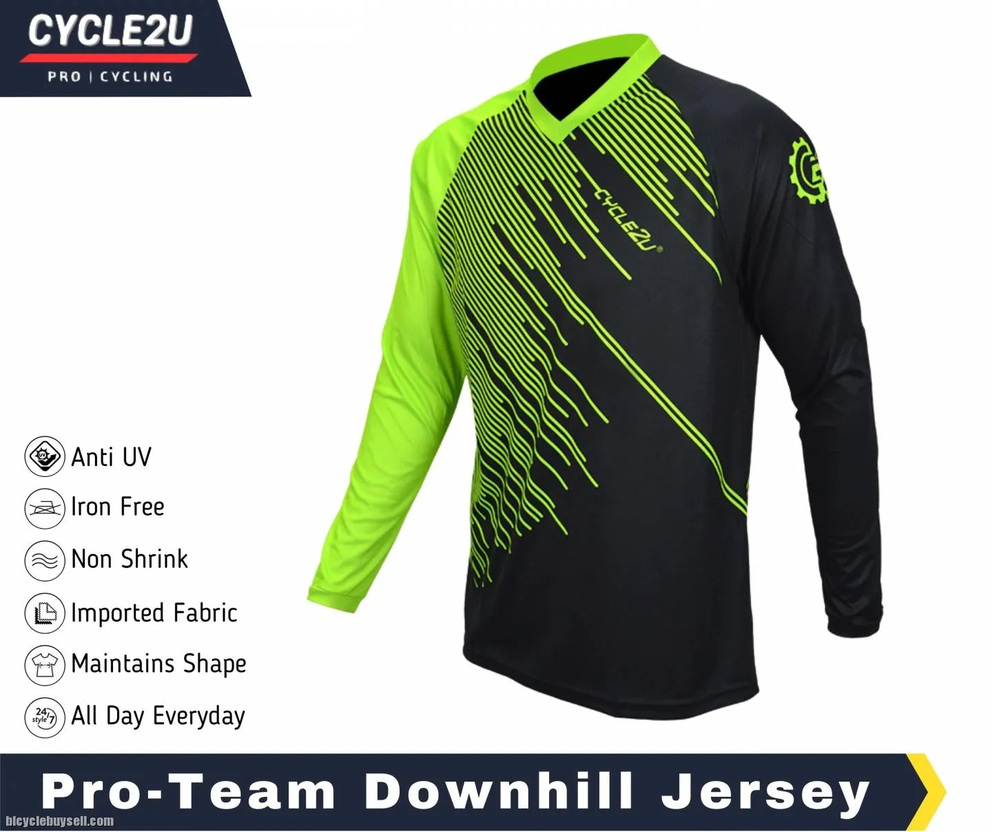 Best deal Cycle2u MTB long sleeves Jersey with elbow protective gear