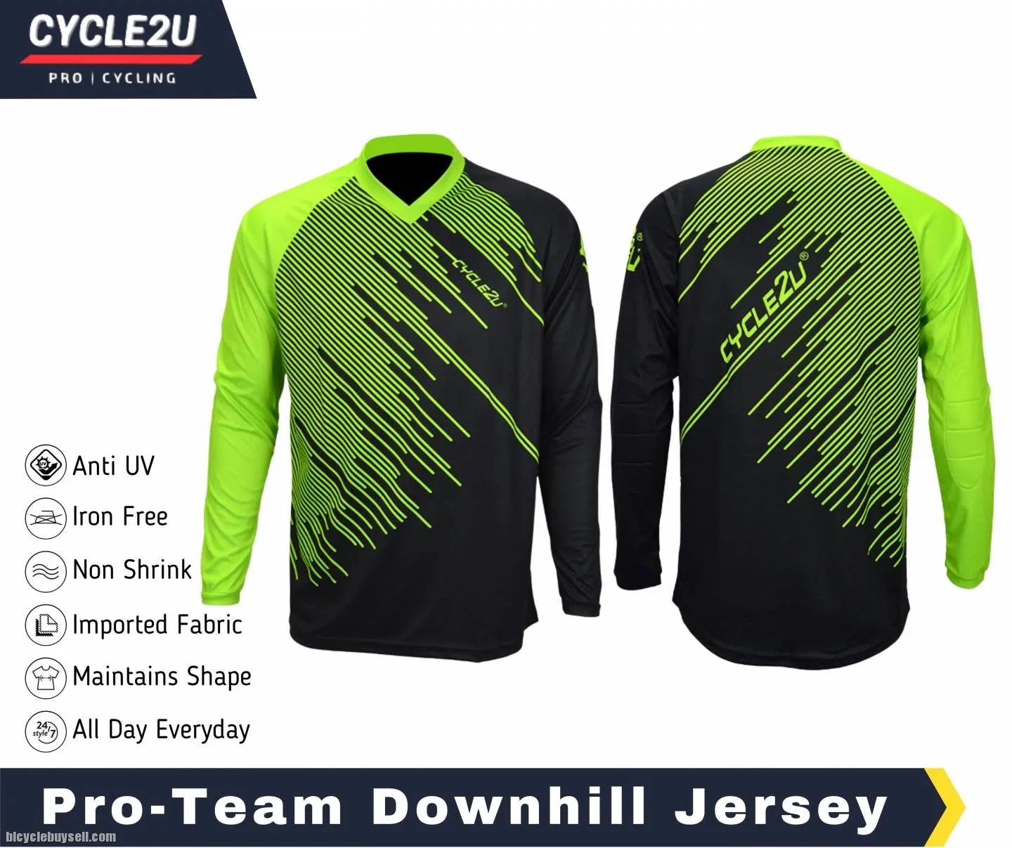 Best deal Cycle2u MTB long sleeves Jersey with elbow protective gear