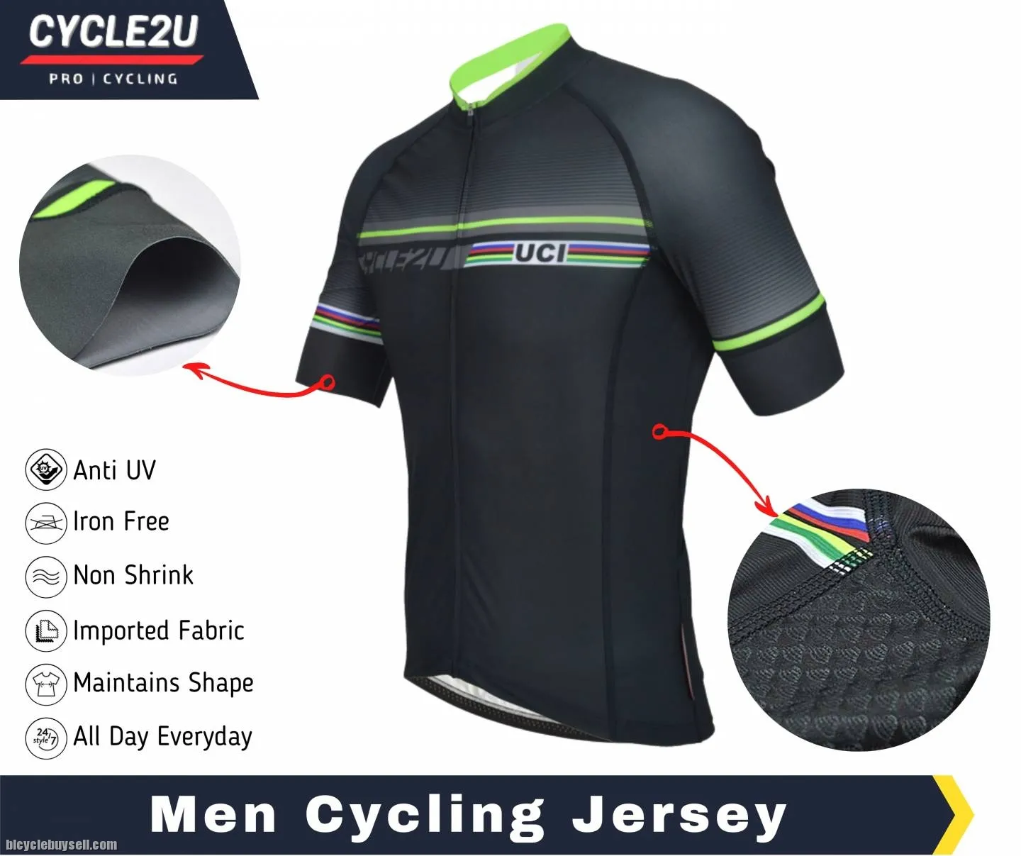 Cycle2u Pro range UCI Cycling short sleeve jersey