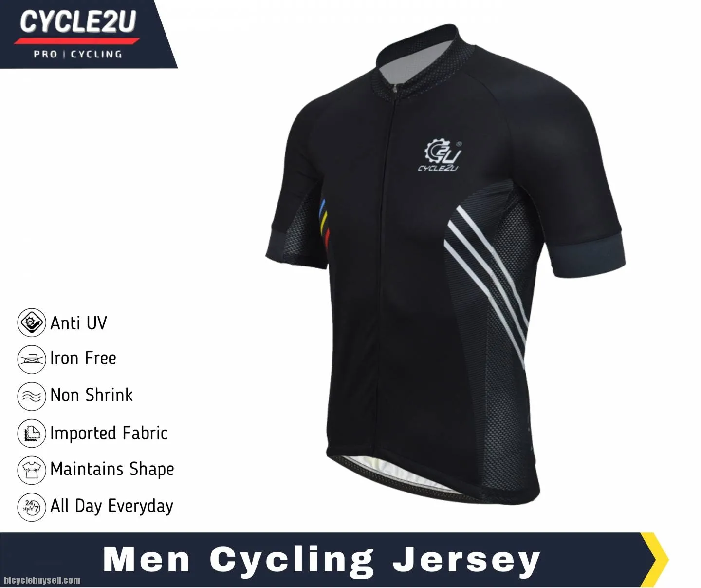 CYCLE2U PROFESSIONAL MAN'S SHORTS SLEEVE CYCLING JERSEY
