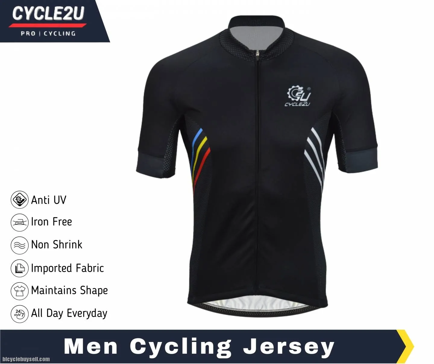 CYCLE2U PROFESSIONAL MAN'S SHORTS SLEEVE CYCLING JERSEY