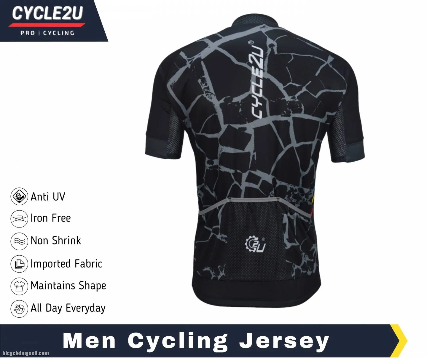 CYCLE2U PROFESSIONAL MAN'S SHORTS SLEEVE CYCLING JERSEY