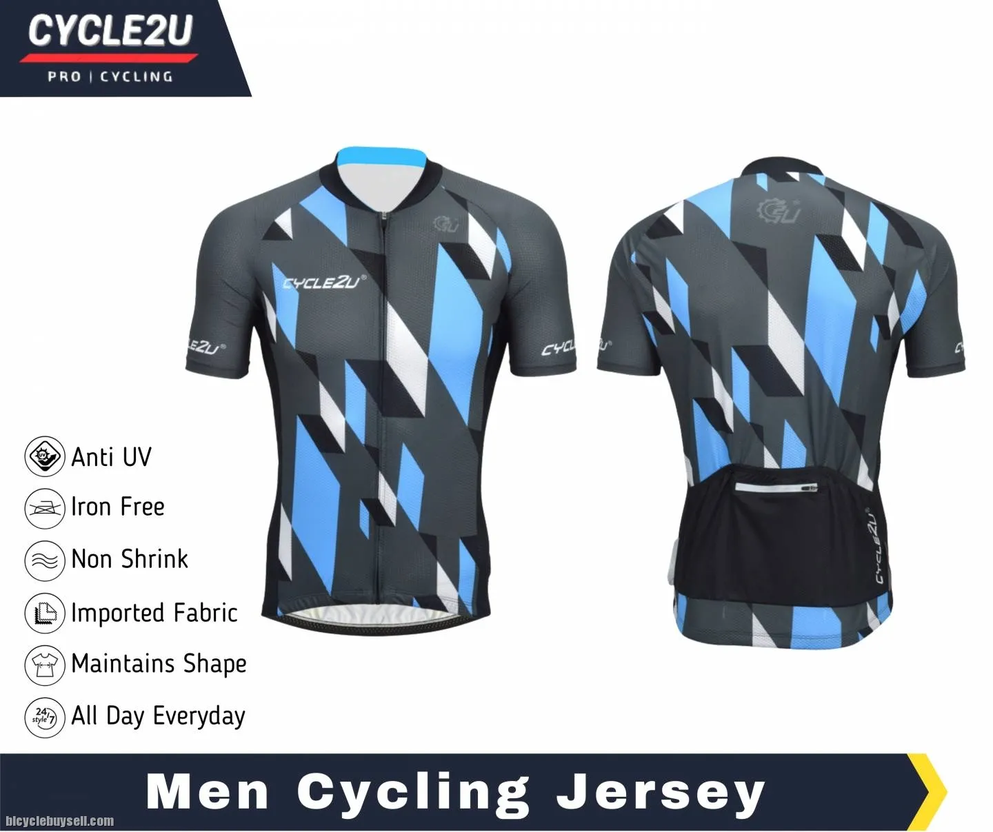 CYCLE2U Man''s Shorts Sleeve Cycling Jersey