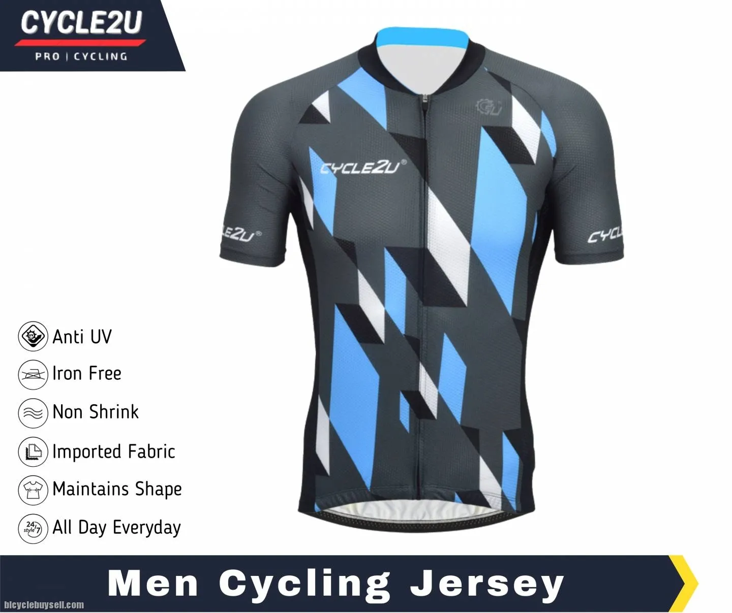 CYCLE2U Man''s Shorts Sleeve Cycling Jersey