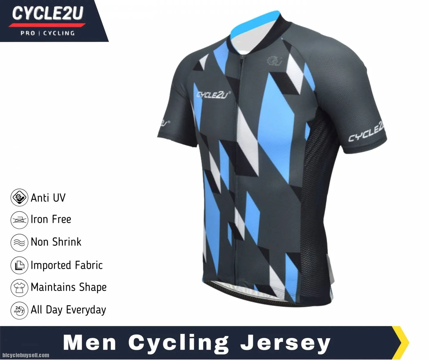 CYCLE2U Man''s Shorts Sleeve Cycling Jersey