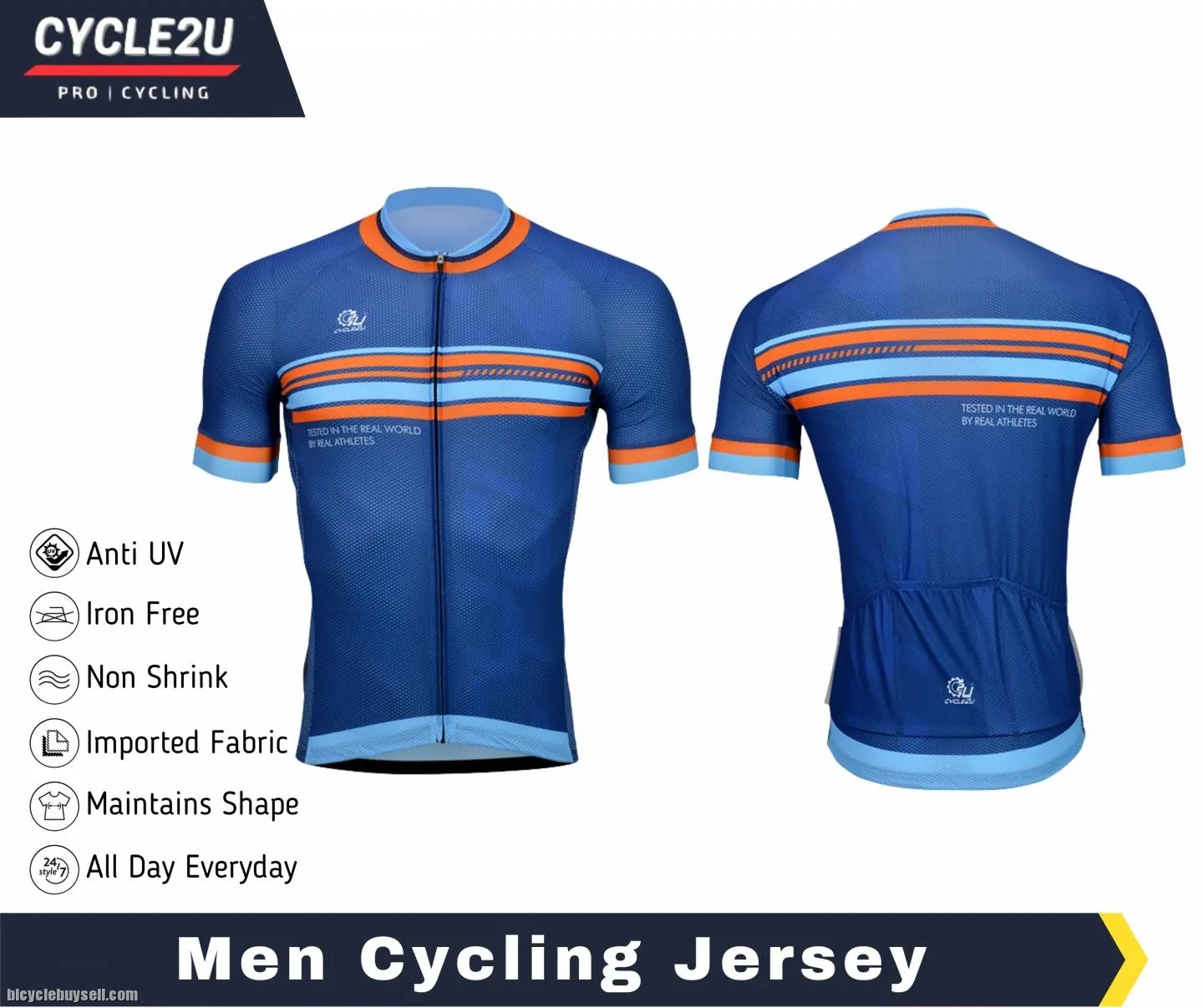 CYCLE2U Professional Man''s Shorts Sleeve Cycling Jersey