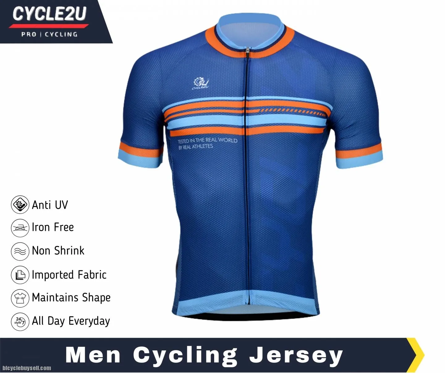 CYCLE2U Professional Man''s Shorts Sleeve Cycling Jersey