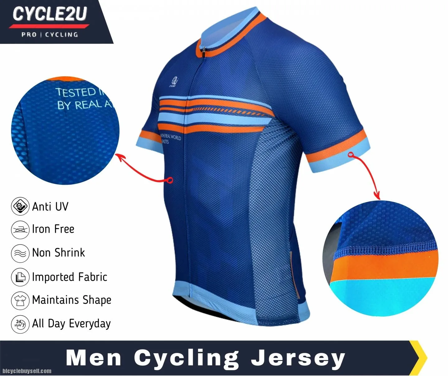 CYCLE2U Professional Man''s Shorts Sleeve Cycling Jersey