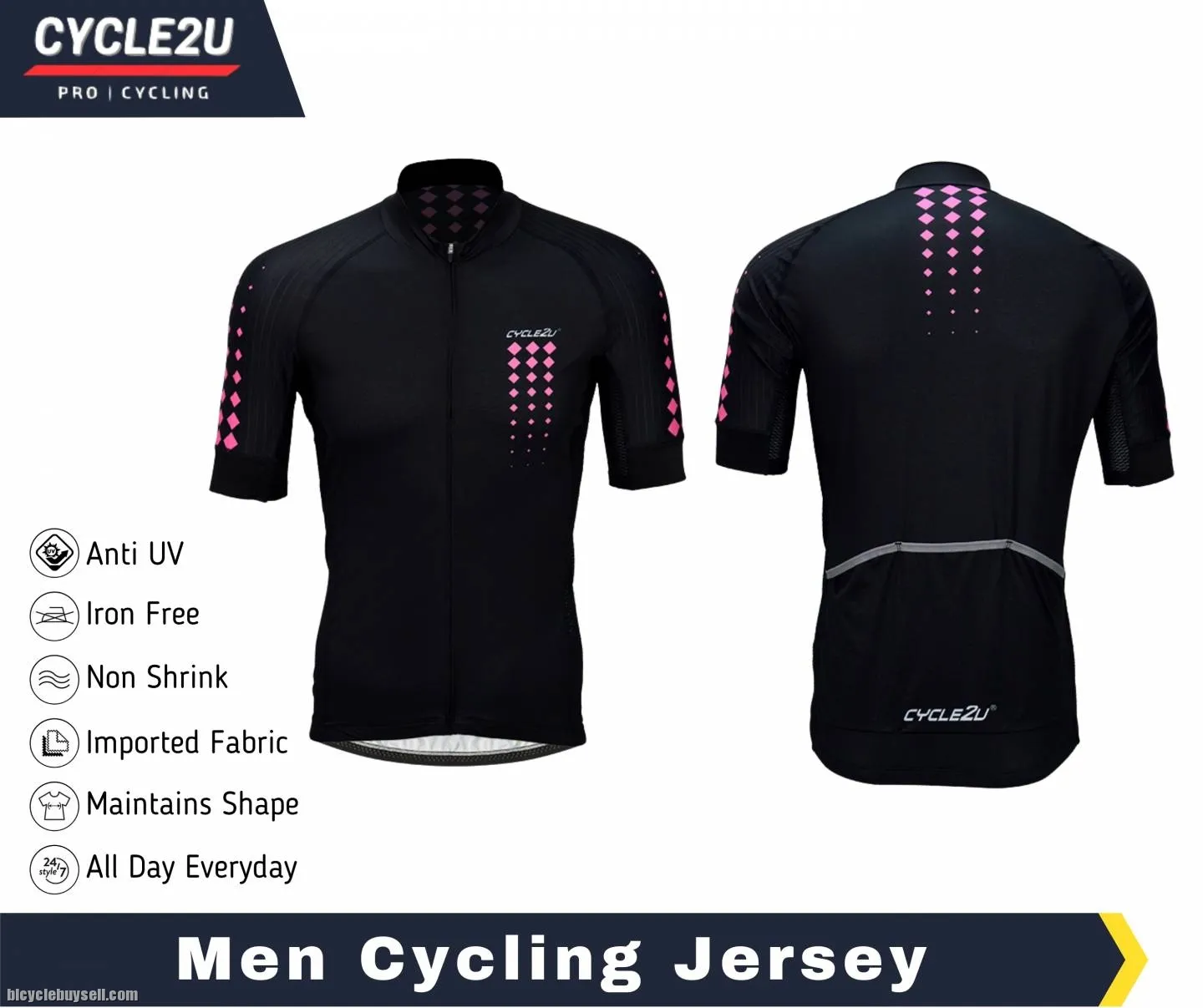 CYCLE2U PROFESSIONAL MAN'S SHORTS SLEEVE CYCLING JERSEY