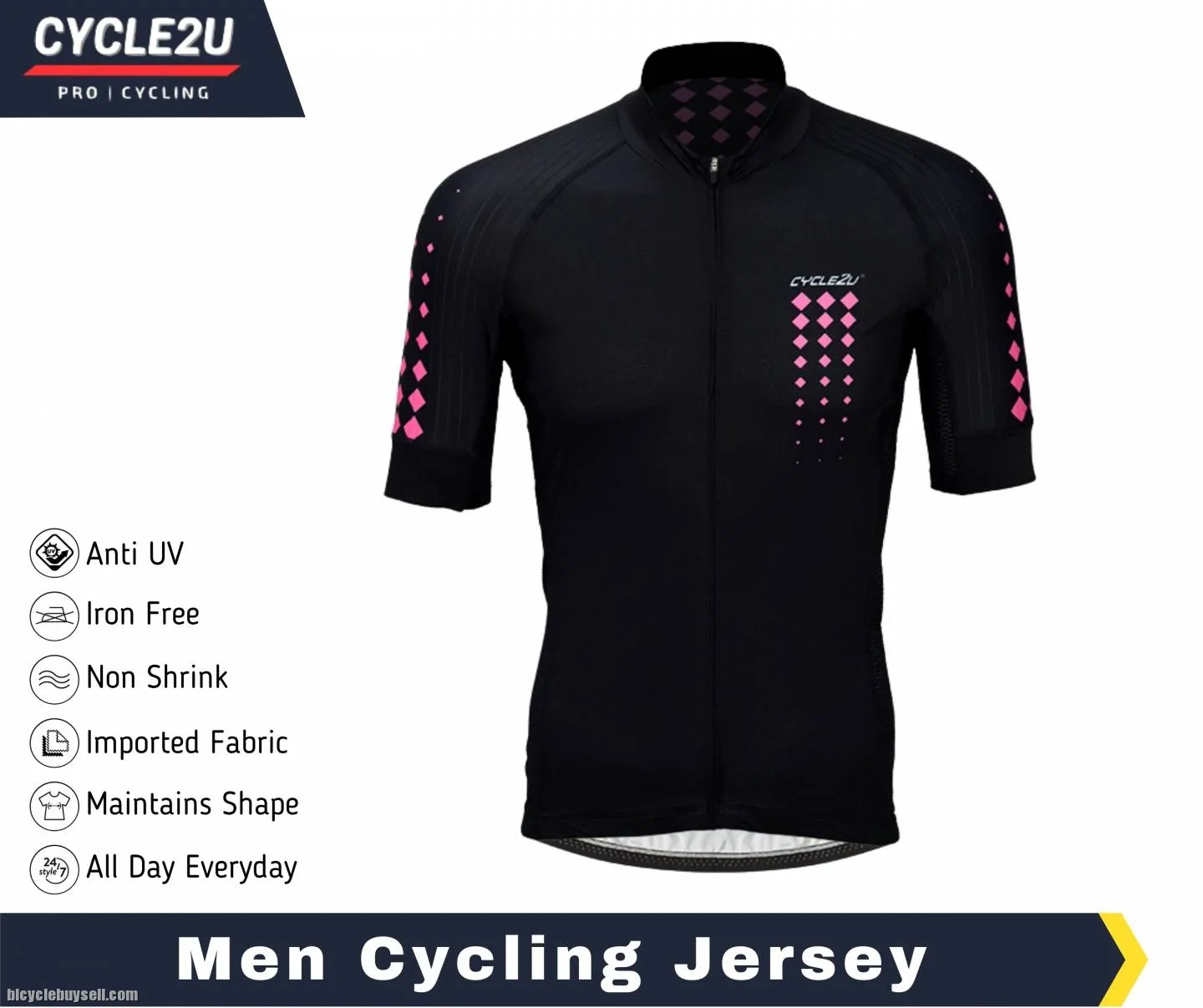 CYCLE2U PROFESSIONAL MAN'S SHORTS SLEEVE CYCLING JERSEY