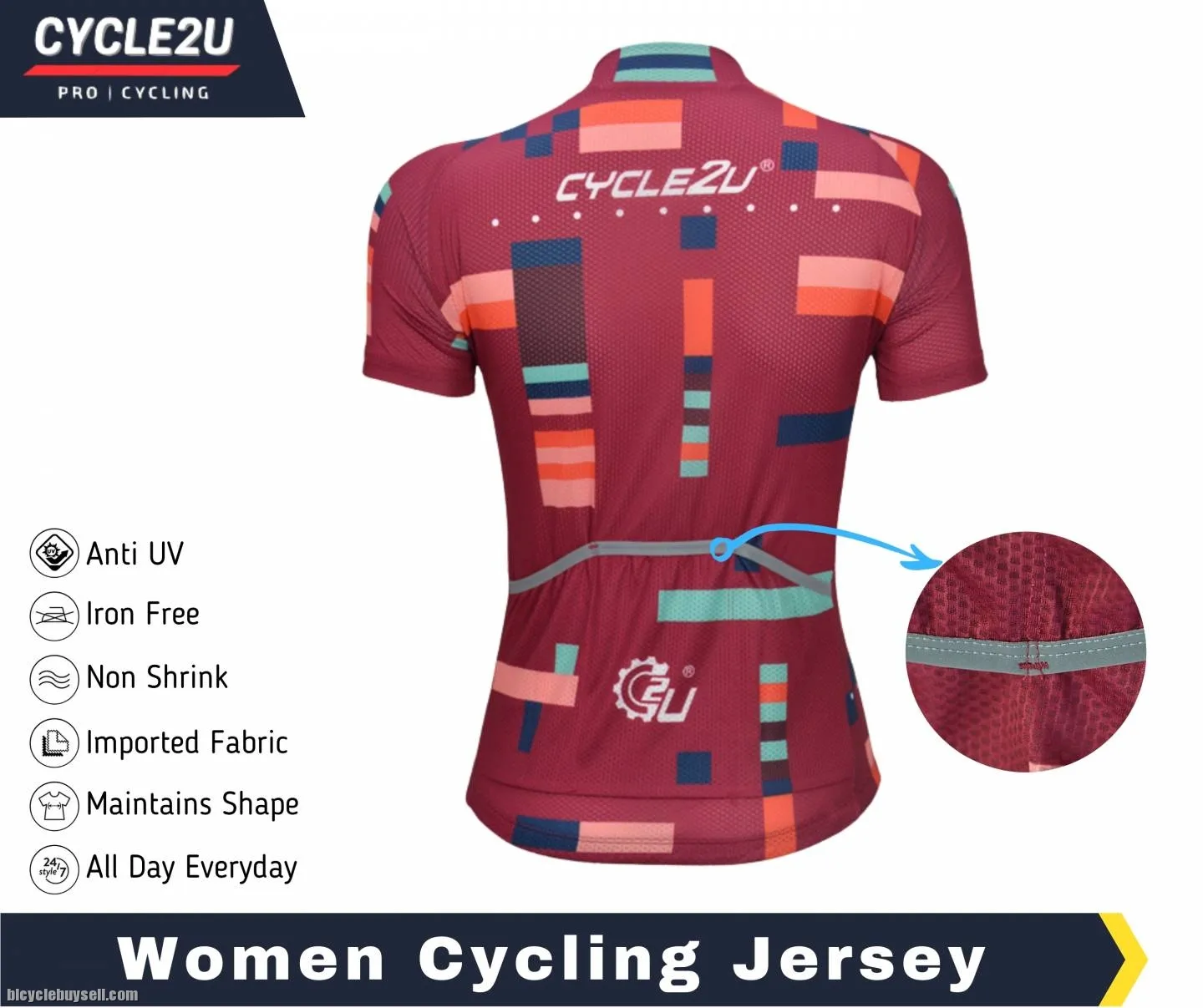 CYCLE2U Lady''s Short Sleeve Cycling Jersey