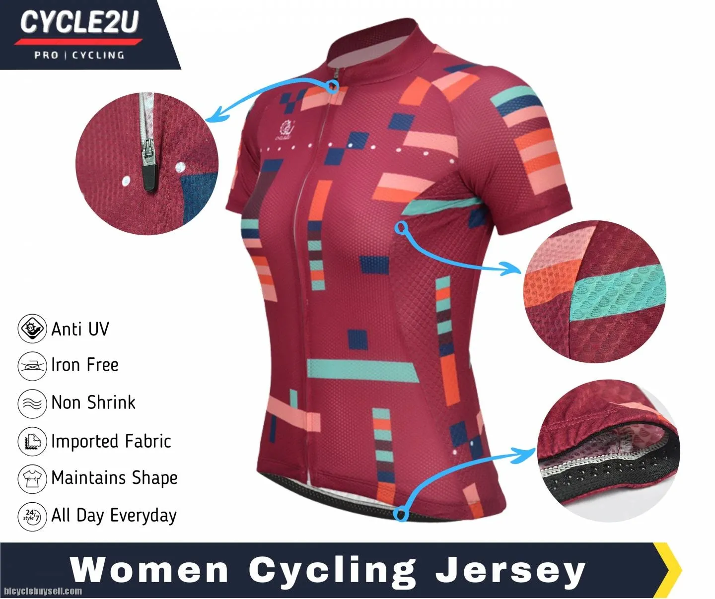 CYCLE2U Lady''s Short Sleeve Cycling Jersey