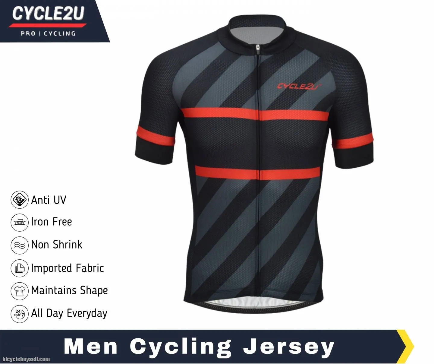CYCLE2U Professional Man''s Shorts Sleeve Cycling Jersey