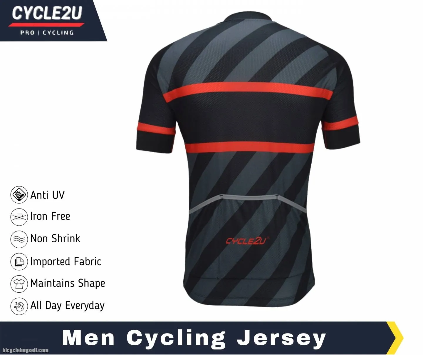 CYCLE2U Professional Man''s Shorts Sleeve Cycling Jersey