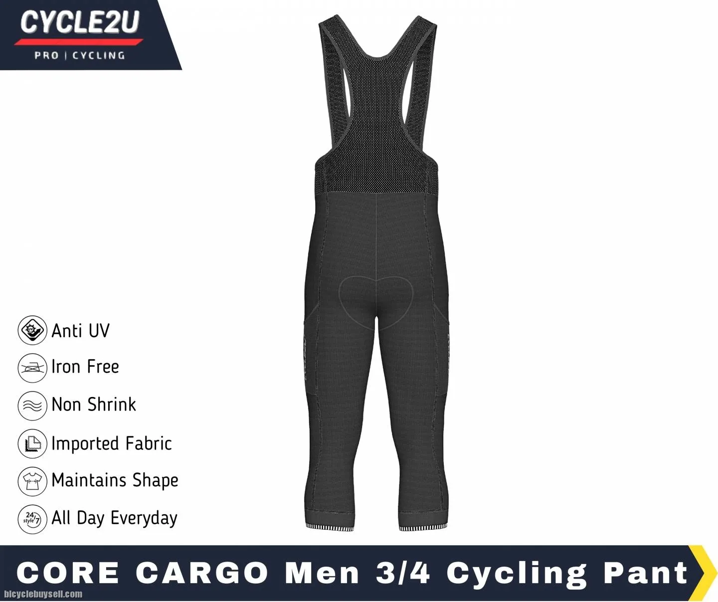 ðŸ”¥Ready StockðŸ”¥ CYCLE2U Men 3/4 GEL Cycling Pants Cycling Pant Cycling Shorts Cycling Short Pocket C