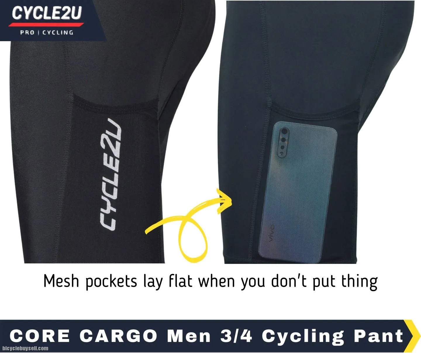 ðŸ”¥Ready StockðŸ”¥ CYCLE2U Men 3/4 GEL Cycling Pants Cycling Pant Cycling Shorts Cycling Short Pocket C