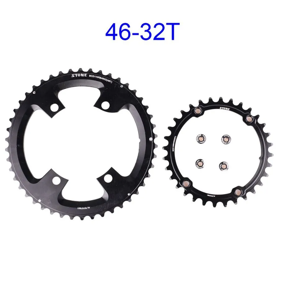 STONE 110bcd Double Chainring for Shimano 105 R7000 R8000 R9100 4700 5800 9000 Road Bike Round