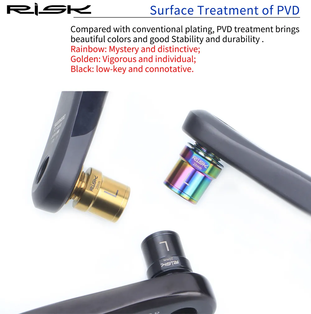 RISK Ti Bike Pedal Axle Extender w/ Bolts &amp; Spacers, 16mm/20mm, for MTB/Road Bike Pedals, 1 Pair.