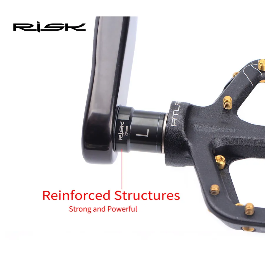 RISK Ti Bike Pedal Axle Extender w/ Bolts &amp; Spacers, 16mm/20mm, for MTB/Road Bike Pedals, 1 Pair.