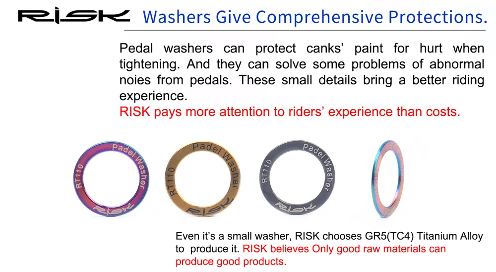RISK Ti Bike Pedal Axle Extender w/ Bolts &amp; Spacers, 16mm/20mm, for MTB/Road Bike Pedals, 1 Pair.