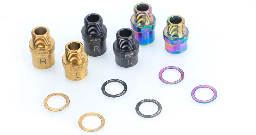 RISK Ti Bike Pedal Axle Extender w/ Bolts &amp; Spacers, 16mm/20mm, for MTB/Road Bike Pedals, 1 Pair.