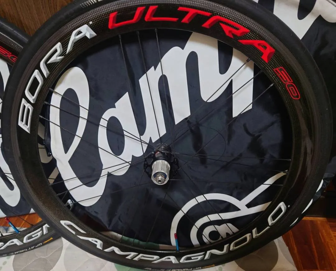 Campagnolo Bora Ultra Rim Brake Red Decal saiz 50mm Ceramic Bearings Clincher/Tiub