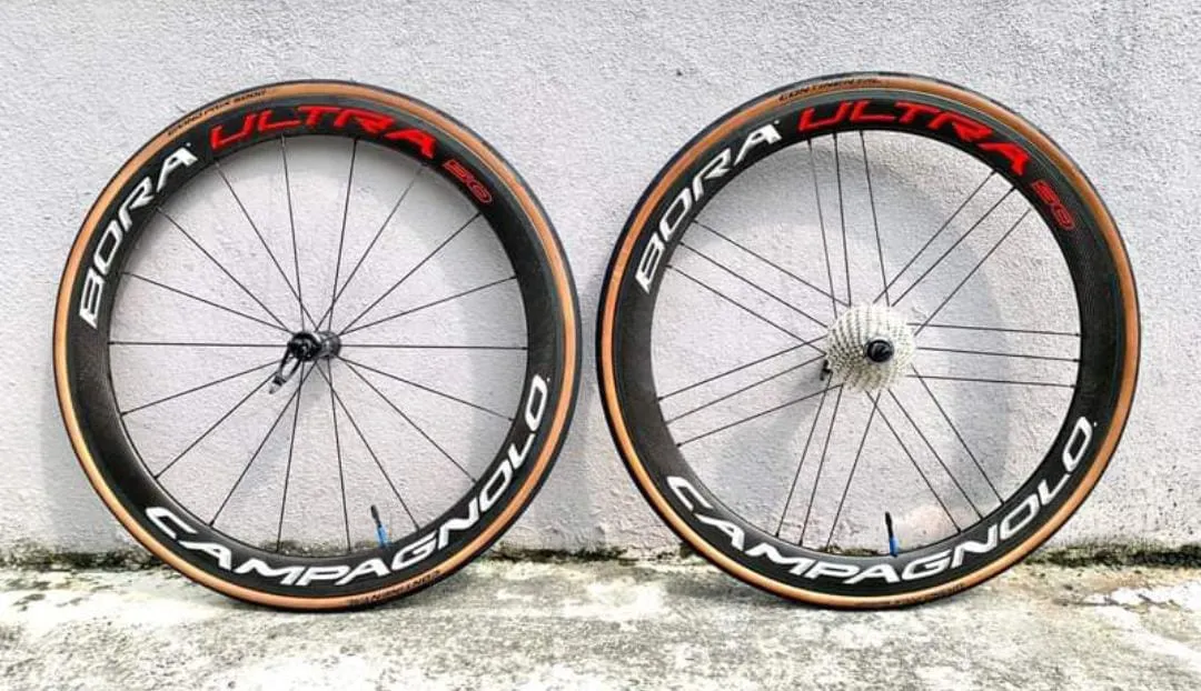 Campagnolo Bora Ultra Rim Brake Red Decal saiz 50mm Ceramic Bearings Clincher/Tiub