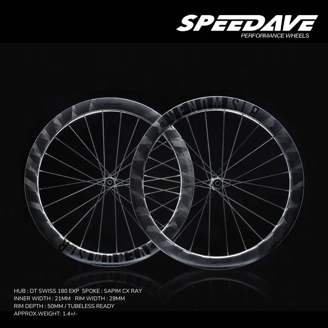 SPEEDAVE VENOM SLR 50 DISC BRAKE CARBON WHEELSET