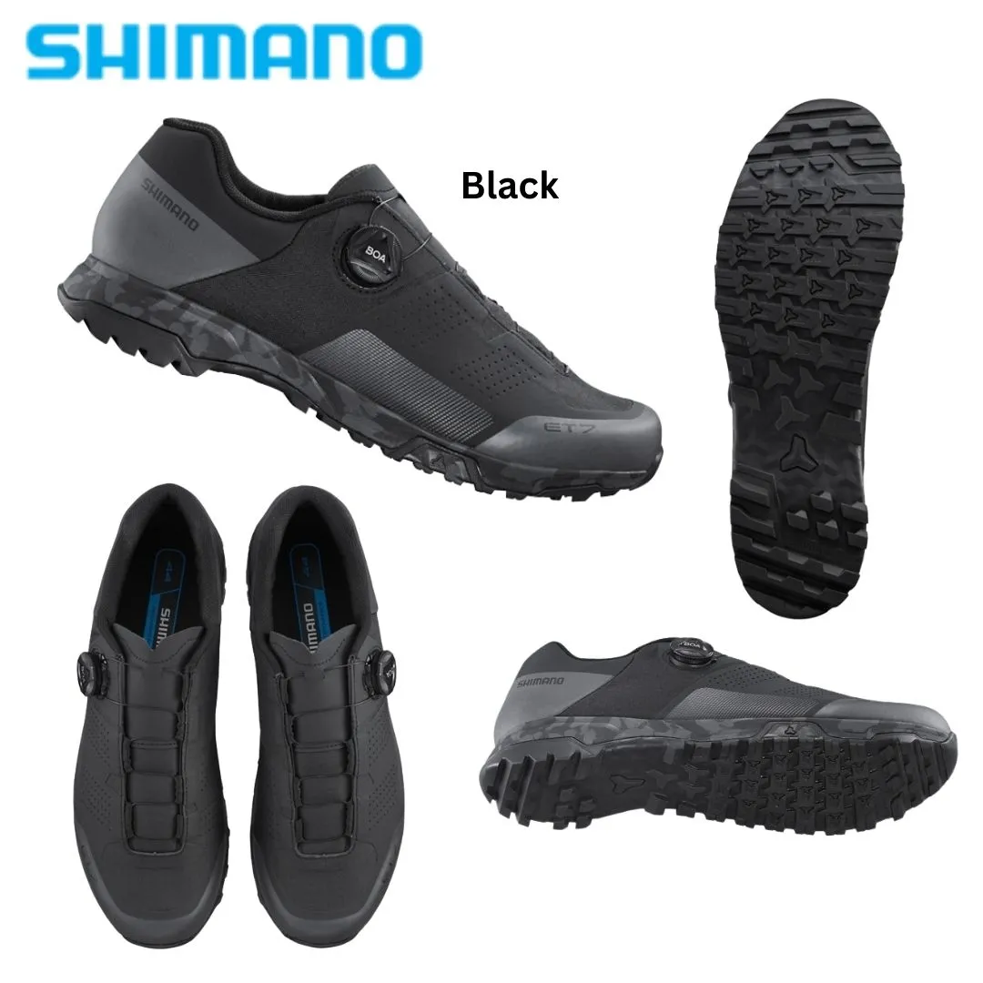 Shimano ET7 ET700 Women Men Black Blue Plum BOA Flat Shoe E-Biked Rated Stiff Sole