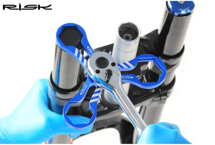 Basikal Fork Wrench Tools Aluminum 6 in 1 Bicycle Fork Cap Spanner  Repair tool for 24 / 26 / 27 / 2