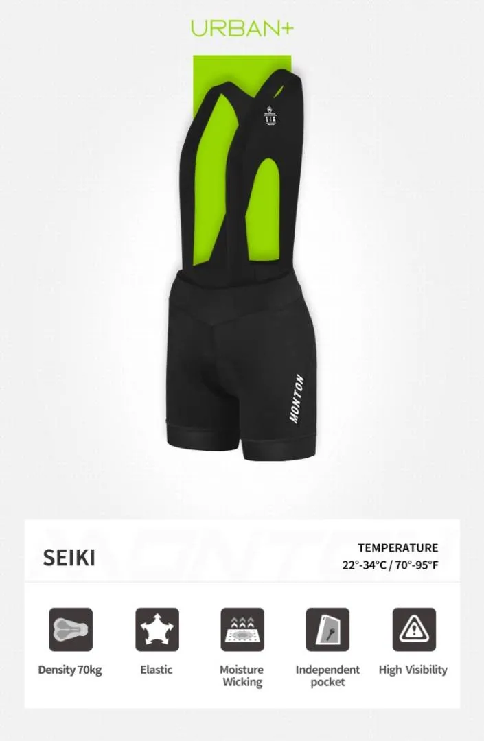 MONTON WOMENS CYCLING BIB SHORTS SHORTER URBAN INSEAM SEIKI