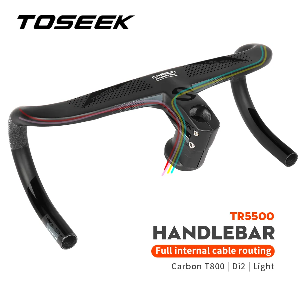 TOSEEK TR5500 Full Internal Cable Routing Road Bicycle Handlebar T800 Carbon Integrated Handlebar