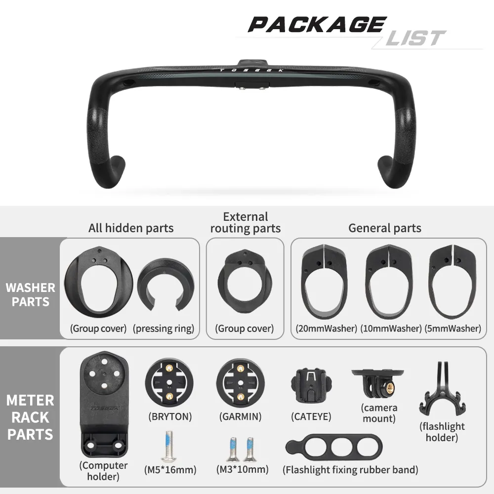 TOSEEK TR5500 Full Internal Cable Routing Road Bicycle Handlebar T800 Carbon Integrated Handlebar