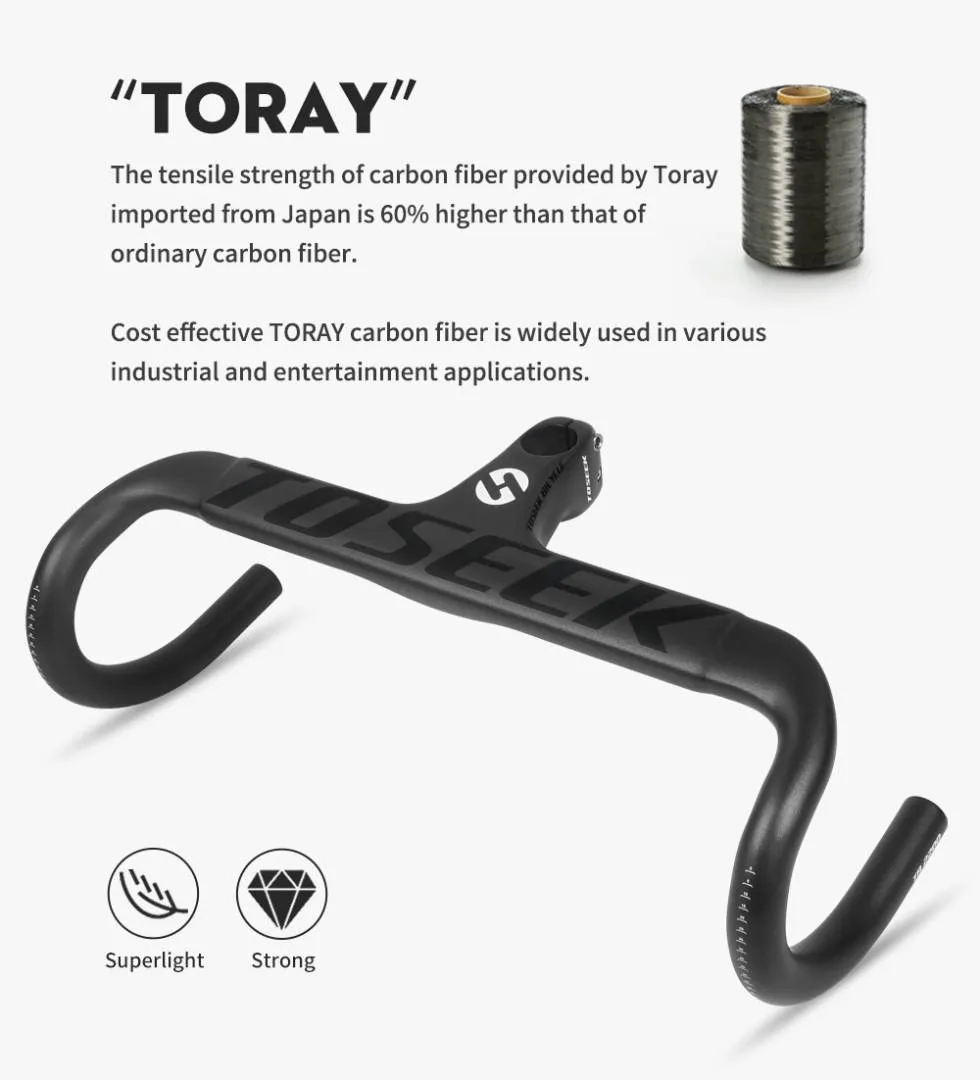 TOSEEK TR2200 T800 Carbon integrated Road Bike Handlebar Stem