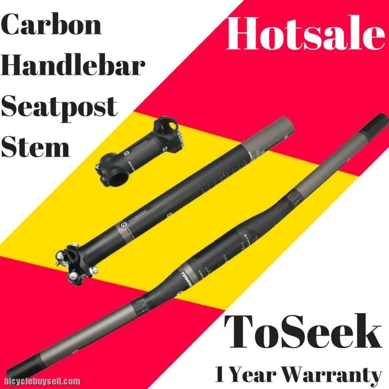 Toseek 760mm carbon 3K UD stem seatpost flat riser handlebar warranty