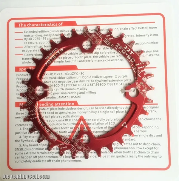 SNAIL 96BCD OVAL Chainring SNAIL 34T 36T MTB Narrow Wide Crankset