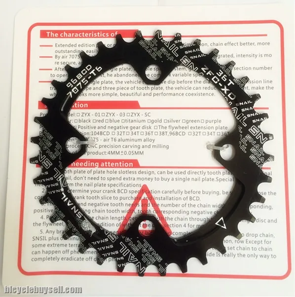 SNAIL 96BCD OVAL Chainring SNAIL 34T 36T MTB Narrow Wide Crankset