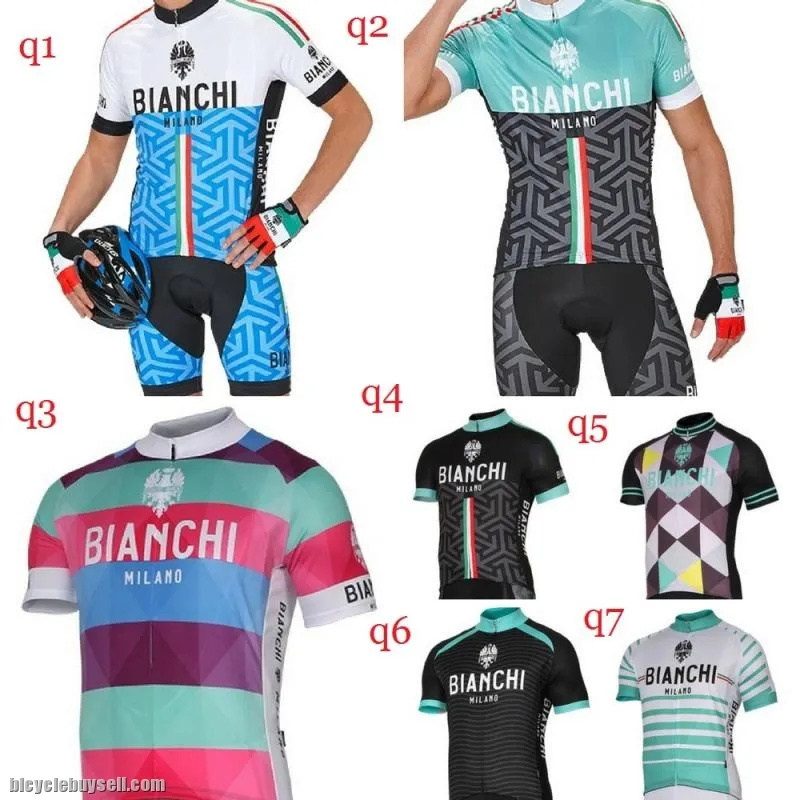 Team kits Short sleeve cycling jersey shorts padding bib Bianchi milano