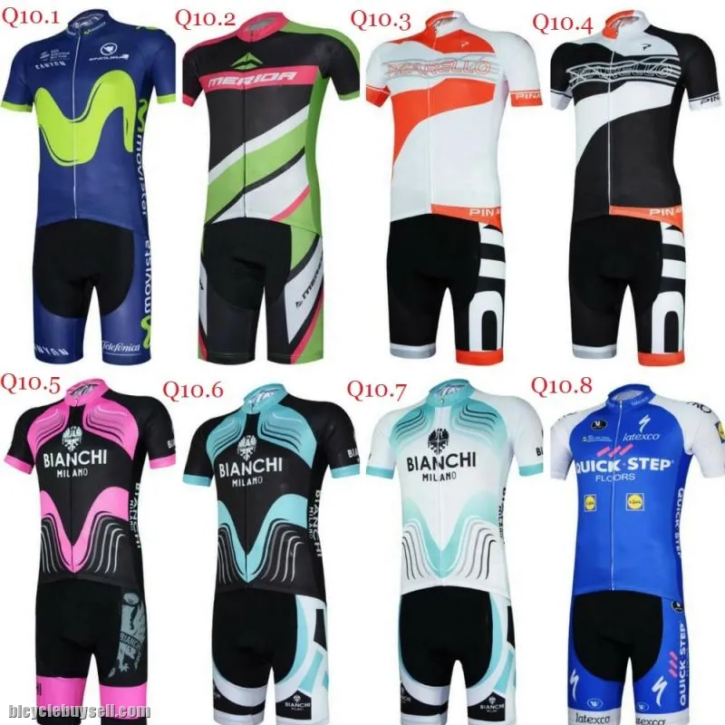 Team kits Short sleeve cycling jersey shorts padding bib lampre merida Quickstep movistar Pinarello