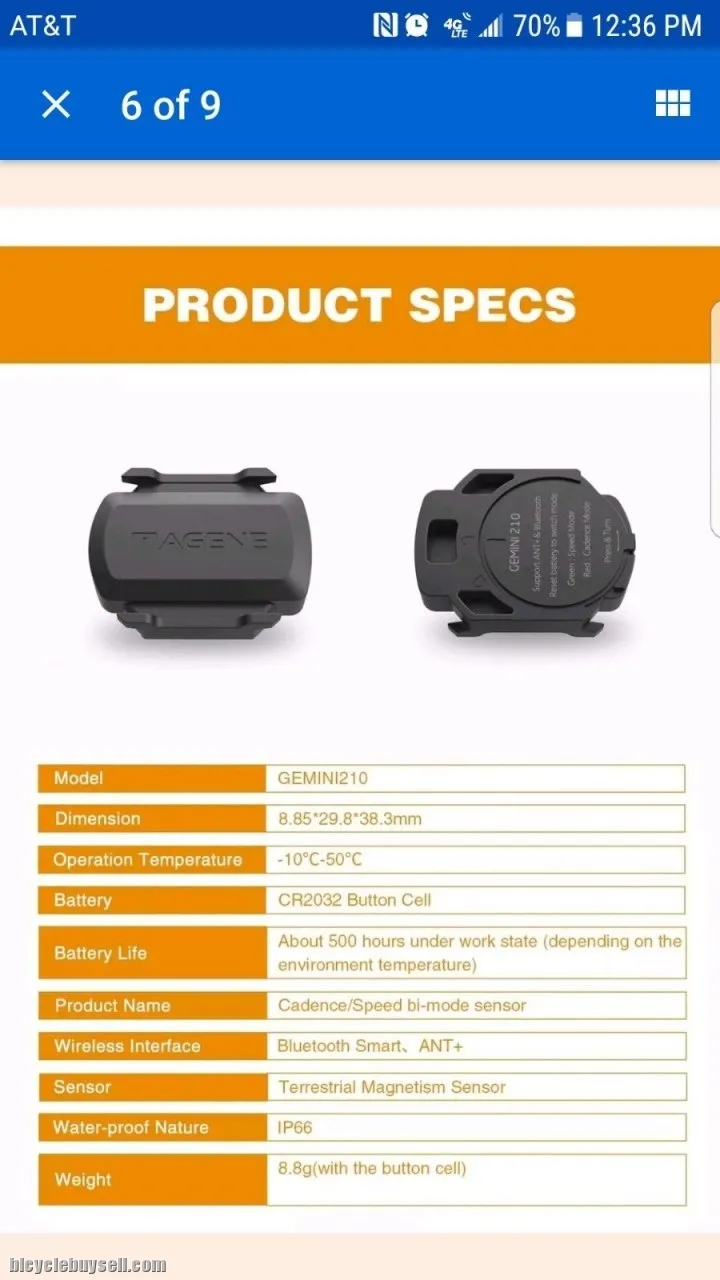 Magene Gemini S3+ 210 ANT+ &amp; Bluetooth Speed &amp; Cadence Sensor Garmin Bryton