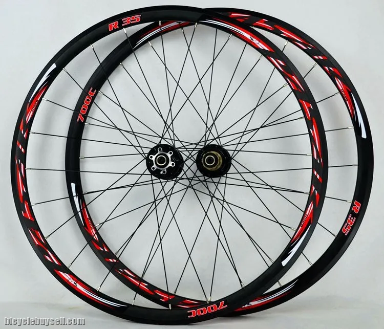 Pasak R35 700C disc brake lightweight wheelset roadbike clincher road rims [RED]