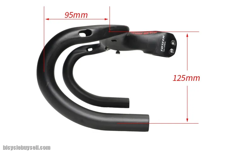 Toseek Carbon Fiber Road Bike Integrated Handlebar Racing Aero Drop Bar Stem Superlight (glossy)