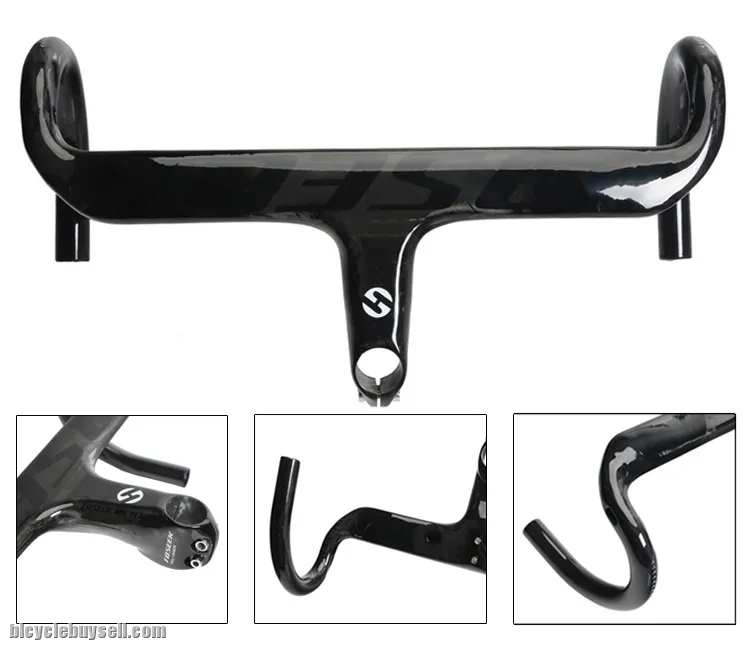 Toseek Carbon Fiber Road Bike Integrated Handlebar Racing Aero Drop Bar Stem Superlight (glossy)