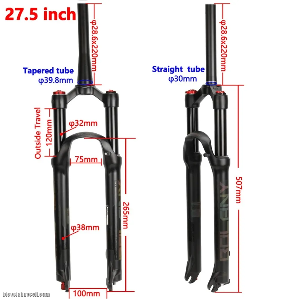 Bolany Rebound Adjustment Air Fork 26" 650b 29" Suspension (Black Gold) xc50