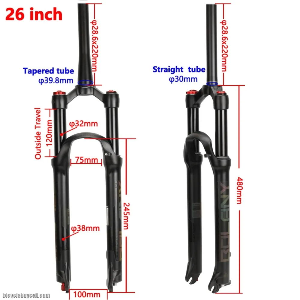 Bolany Rebound Adjustment Air Fork 26" 650b 29" Suspension (Black Gold) xc50
