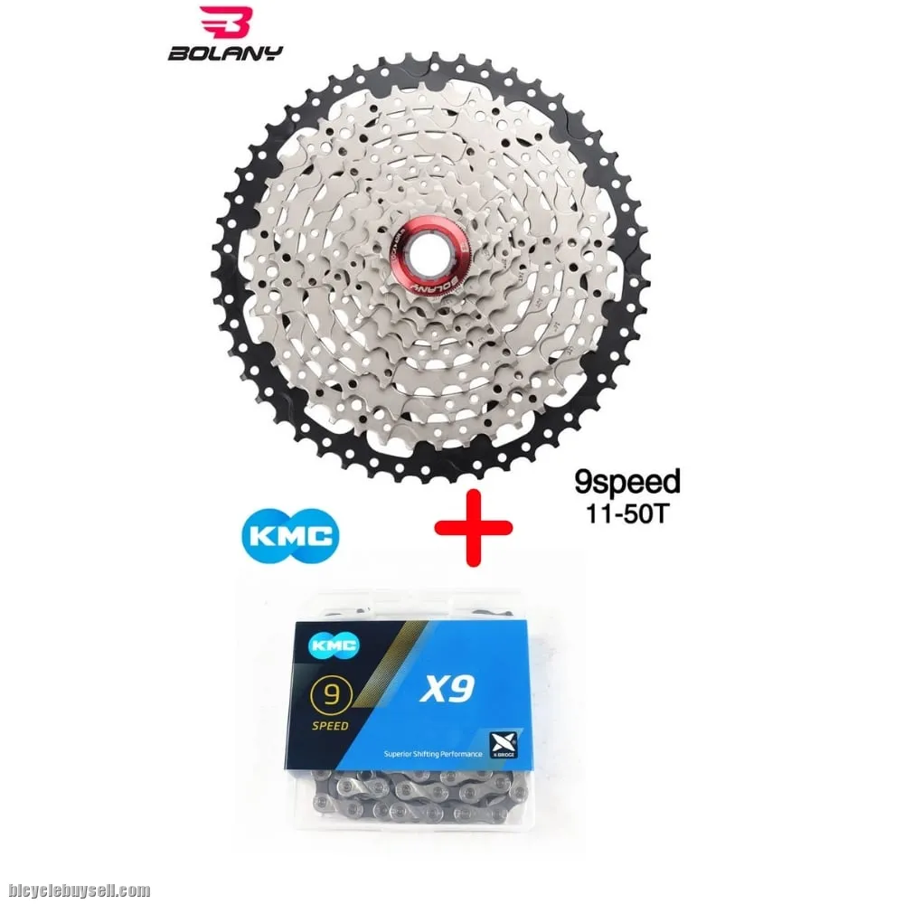 BOLANY CASSETTE 9 SPEED 11-50T KMC silver chain