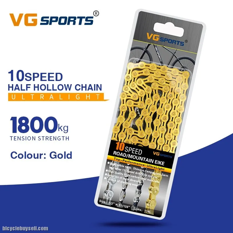 VG Sports 10 speeds 10s  Bicycle chain silver half hollow bike chain mountain road bike full hollow
